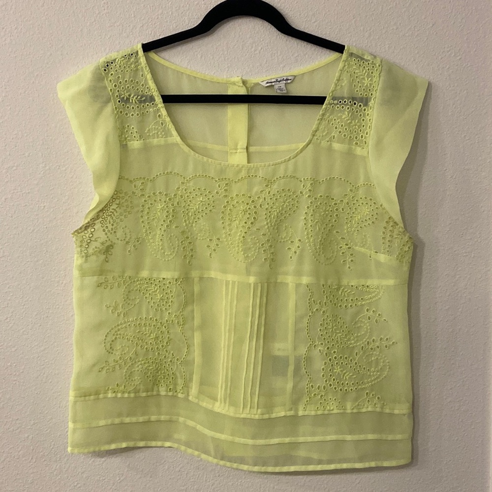 American Eagle Sheer Eyelet Top